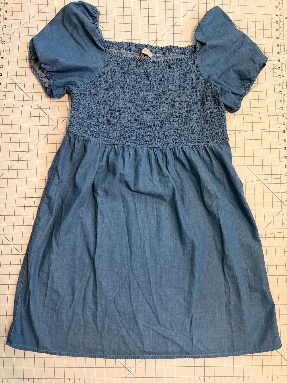 LOFT Blue Smocked Chambray Dress